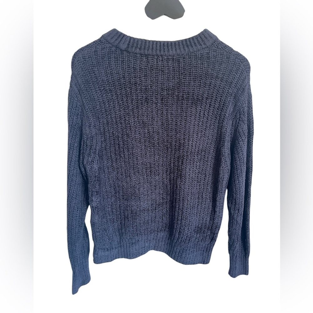 Wilfred Dark Blue Essential Chenille Crewneck Sweater Open Stitch Sz XS - Picture 2 of 9